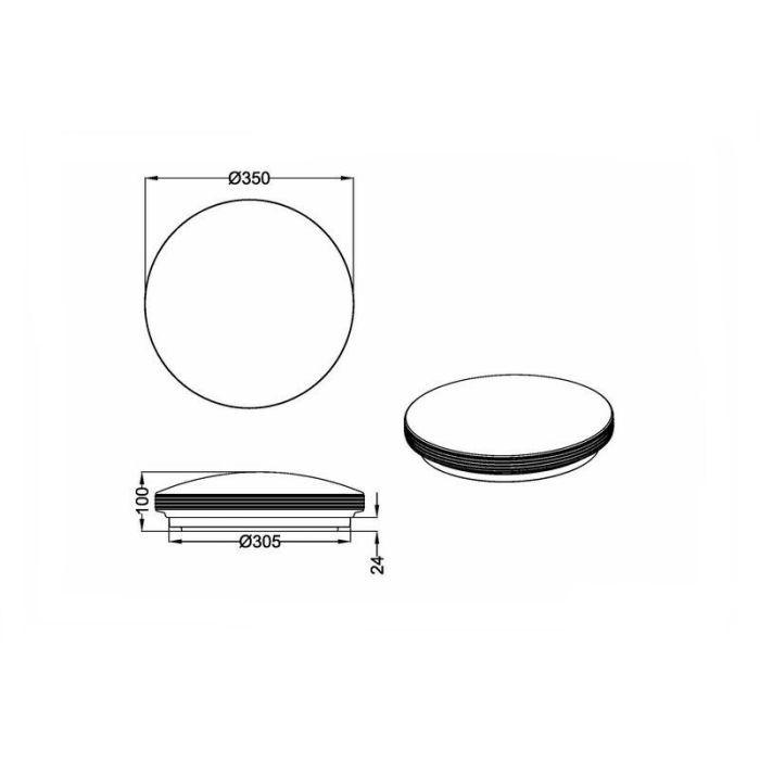 Lámpara de techo baño de plástico cromada, Brunella, 18W, 3000K LED, IP44