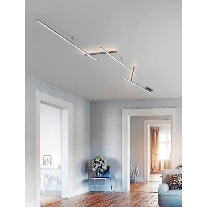 Plafón de techo diseño níquel, Kandla, 6W, 3000K LED