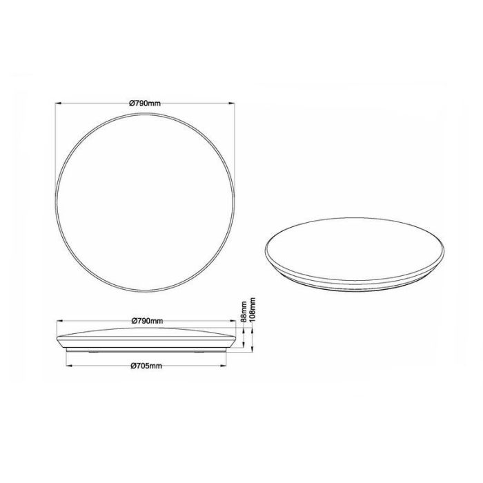 Plafón de techo de plástico blanco, Yafu, 80W, ajustable entre luz blanco cálido y frío LED, con mando a distancia