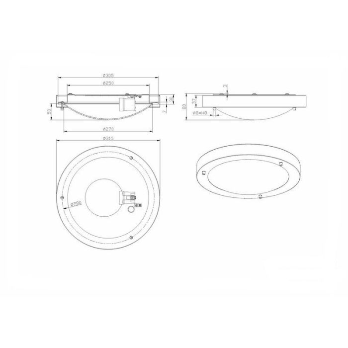 Lámpara de techo baño de vidrio níquel, Hadleigh, IP44