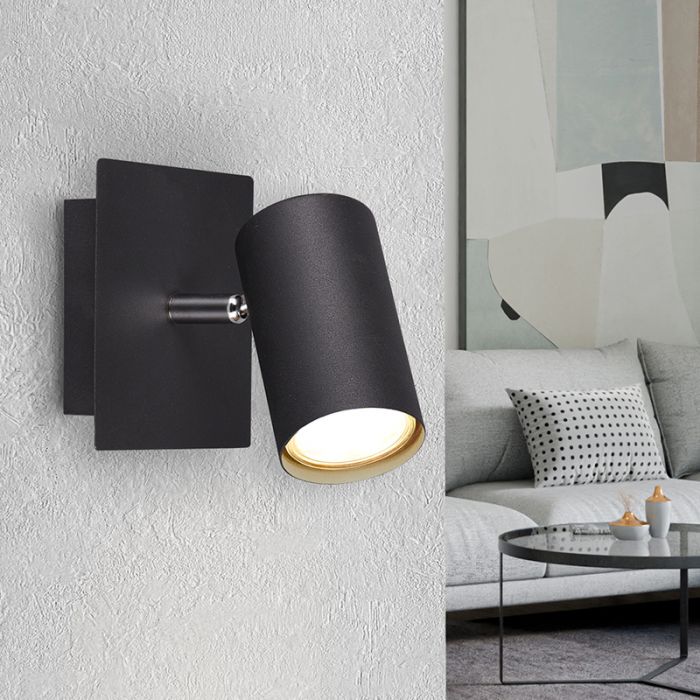 Foco de pared moderno negro, Kaso