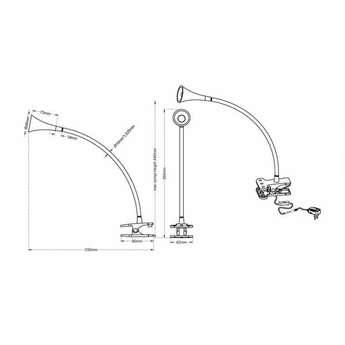 Foco pinza de plástico negro, Yelaisa, 3W, 3000K LED, con interruptor
