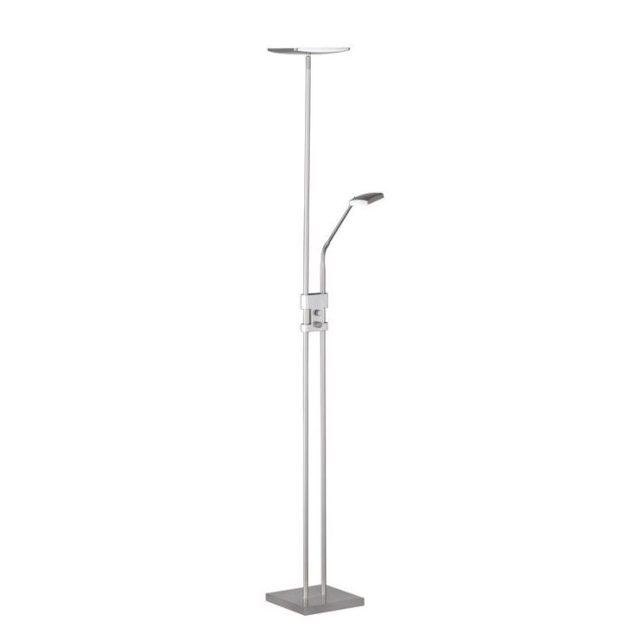 Lámpara de pie moderna níquel, Simon, 15W, 3000K LED, con interruptor