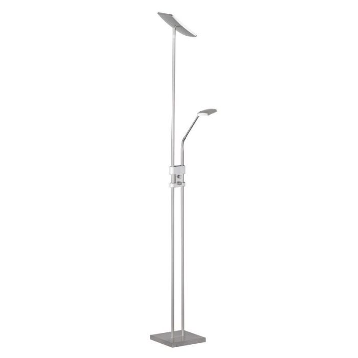 Lámpara de pie moderna níquel, Simon, 15W, 3000K LED, con interruptor