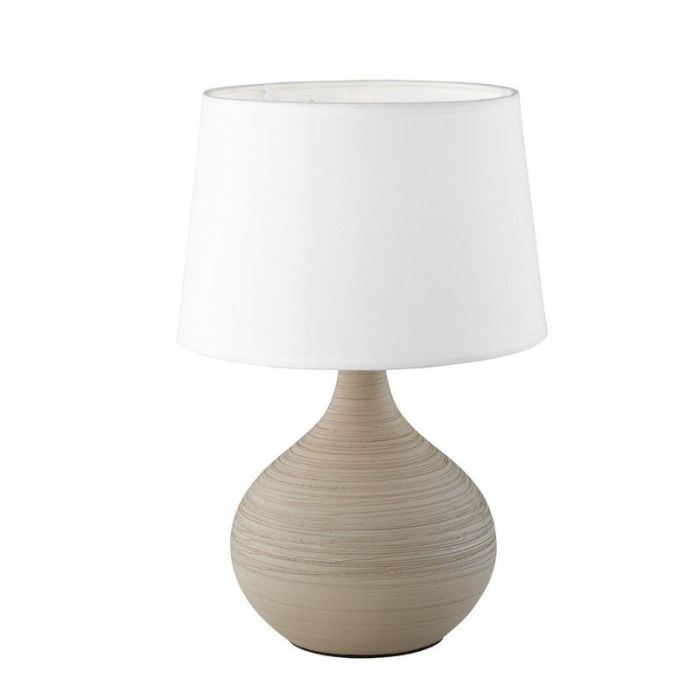Lámpara de mesa de cerámica blanca, Yesha, con interruptor