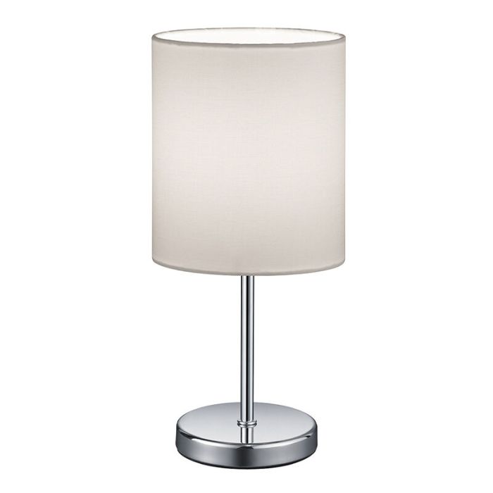 Lámpara de mesa moderna cromada, Zoe, con interruptor