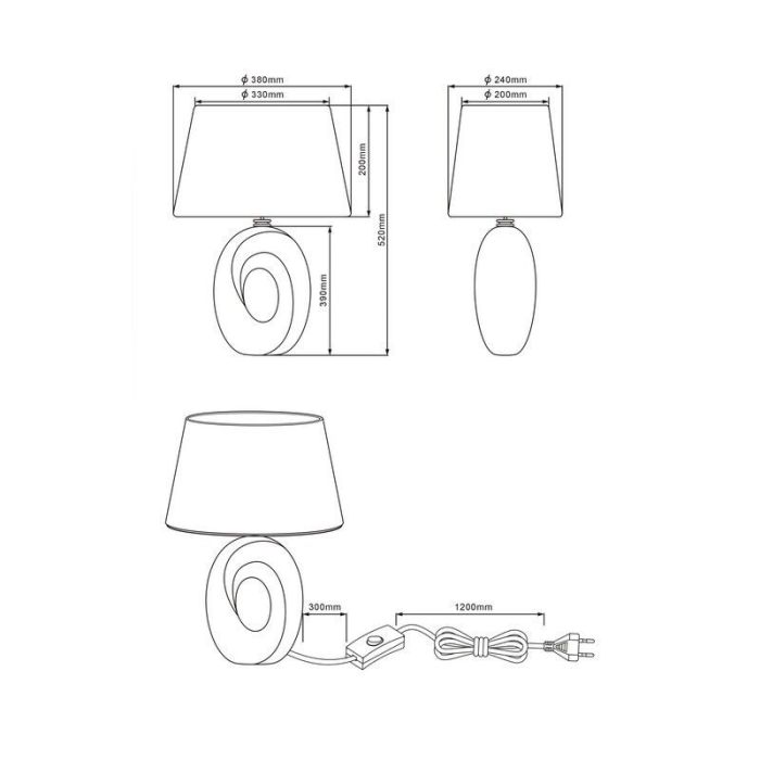 Lámpara de mesa de cerámica dorada, Moldrup, con interruptor