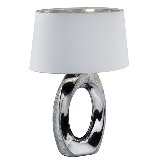 Lámpara de mesa de cerámica plateada, Moldrup, con interruptor
