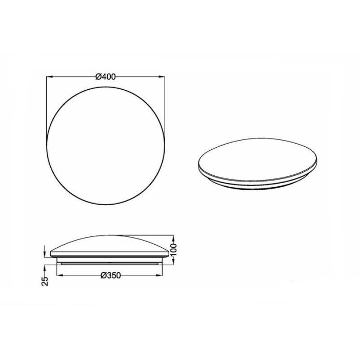 Plafón de techo de plástico blanco, Vanysia, 15W, 3000K LED, IP44