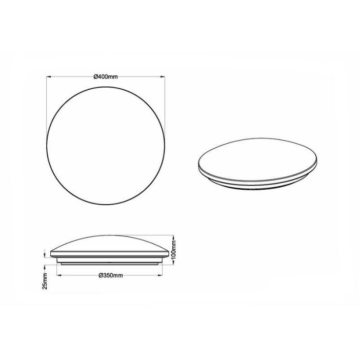 Plafón de techo de plástico blanco, Vanysia, 18W, 4000K LED, IP44