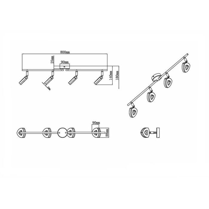 Aplique moderno cromado, Vayannah, 4,5W, 3000K LED