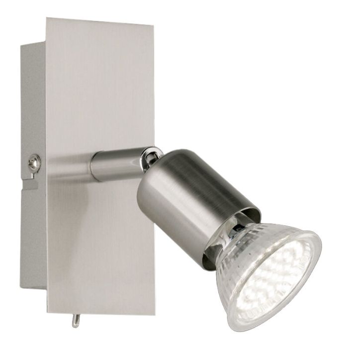 Foco de pared de metal níquel, Tembisa, con interruptor