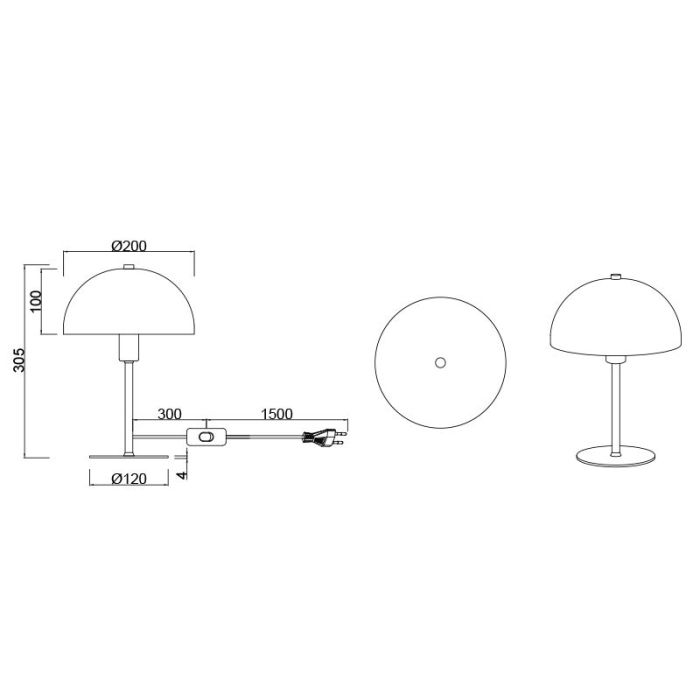 Lámpara de mesa moderna blanca, Fransisca, con interruptor