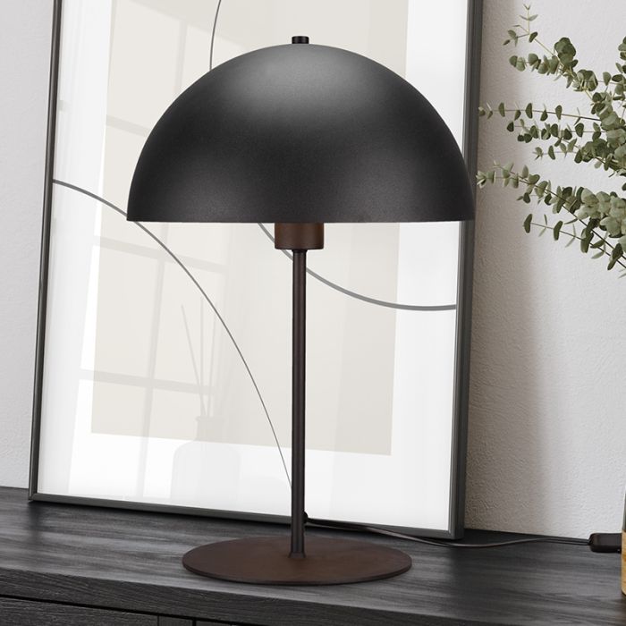 Lámpara de mesa moderna negra, Fransisca, con interruptor