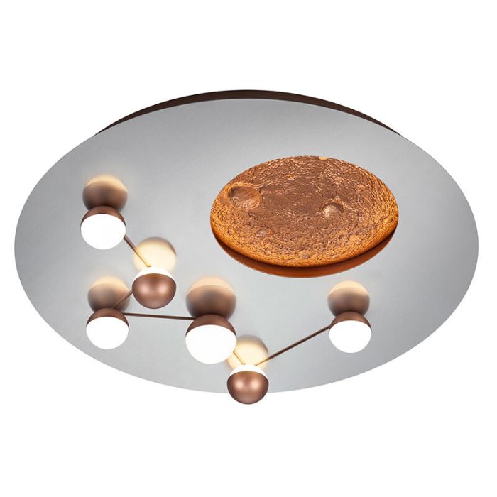 Plafón de techo moderno plateado, Gilberto, 42W, ajustable entre luz blanco cálido y frío LED, regulable en 3 pasos