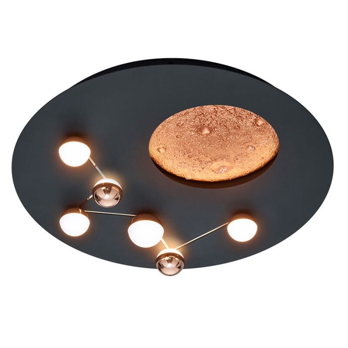 Plafón de techo moderno negro, Gilberto, 42W, ajustable entre luz blanco cálido y frío LED, regulable en 3 pasos