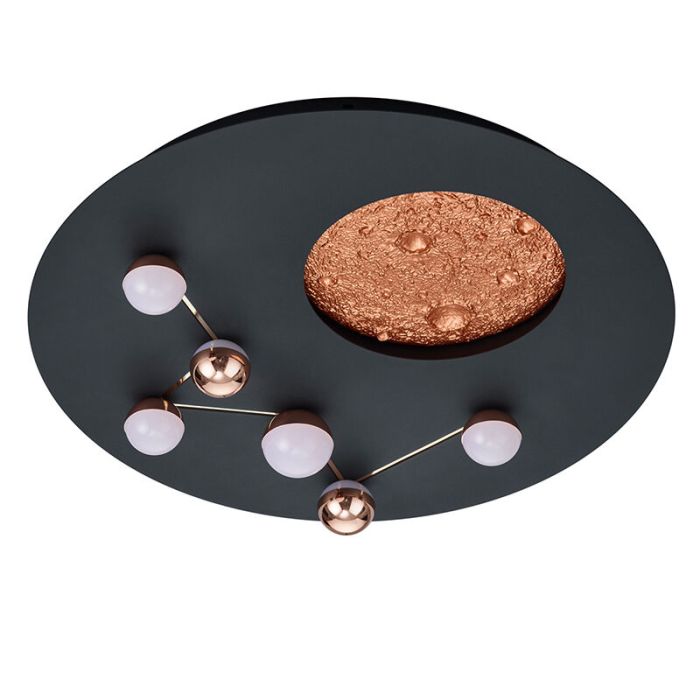 Plafón de techo moderno negro, Gilberto, 42W, ajustable entre luz blanco cálido y frío LED, regulable en 3 pasos
