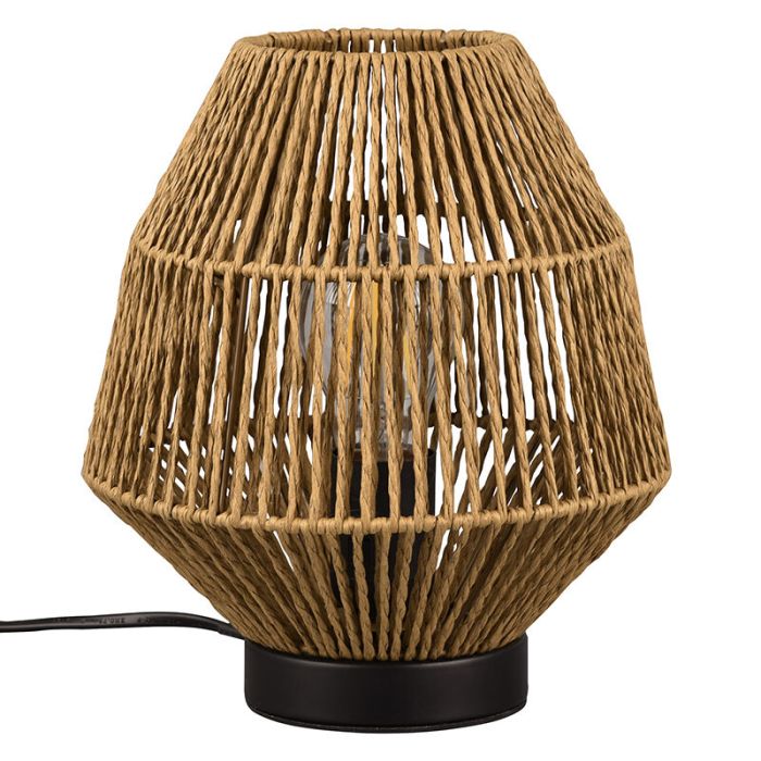 Lámpara de mesa de ratán marrón, Fleurtje, con interruptor