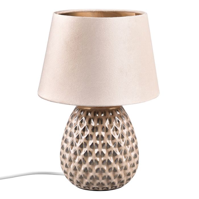 Lámpara de mesa de cerámica beige, Anderson, con interruptor