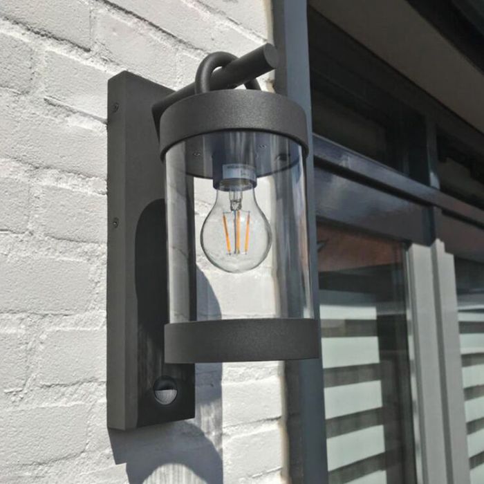 Aplique exterior con sensor de movimiento moderno antracita, Sambesi, IP44