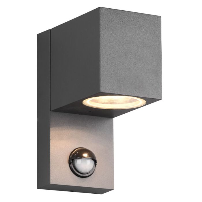 Aplique exterior con sensor de movimiento moderno antracita, Laurien, IP44