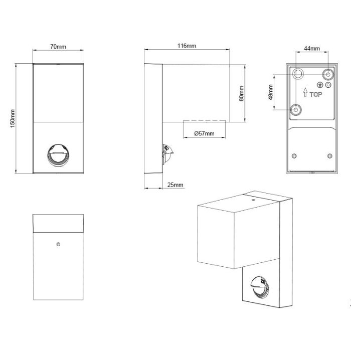Aplique exterior con sensor de movimiento moderno antracita, Laurien, IP44