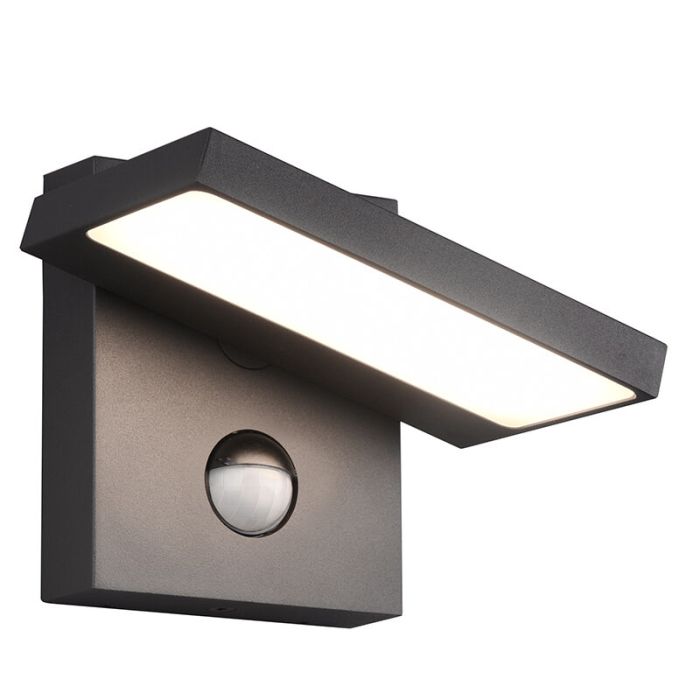 Aplique exterior con sensor de movimiento moderno antracita, Tabita, 8W, 3000K LED, IP54