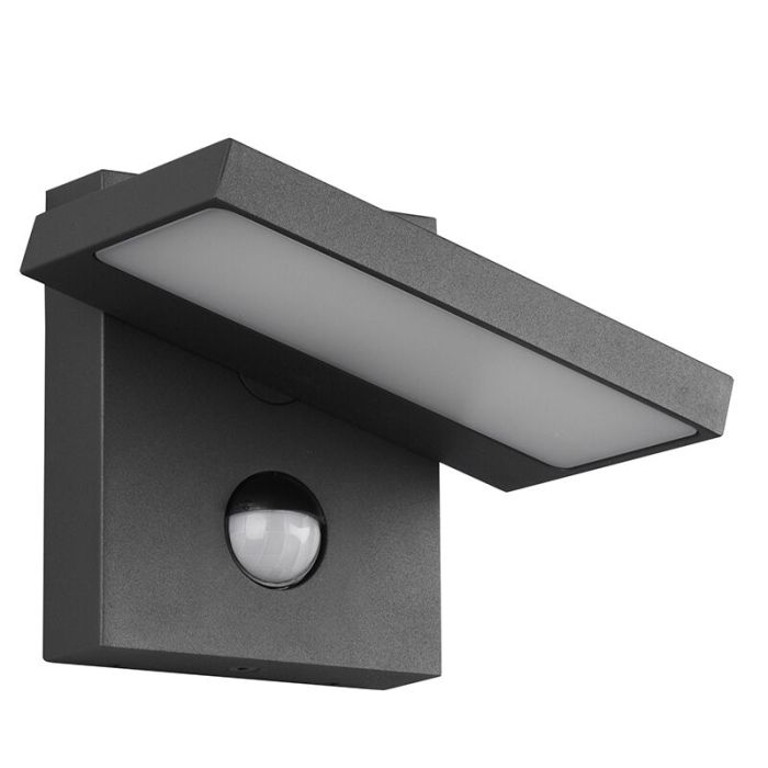 Aplique exterior con sensor de movimiento moderno antracita, Tabita, 8W, 3000K LED, IP54