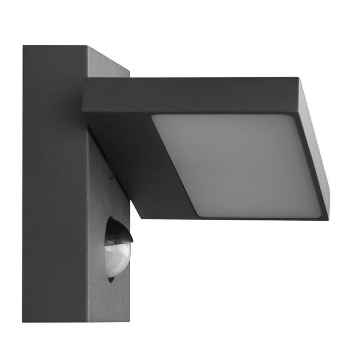 Aplique exterior con sensor de movimiento moderno antracita, Tabita, 8W, 3000K LED, IP54