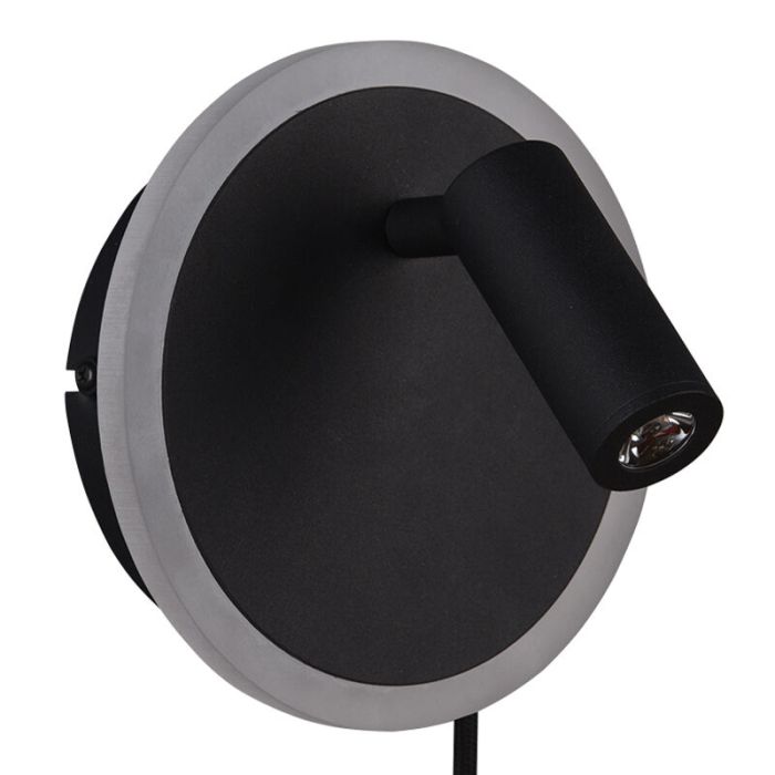 Aplique moderno negro, Sirias, 5W, 3000K LED, con interruptor