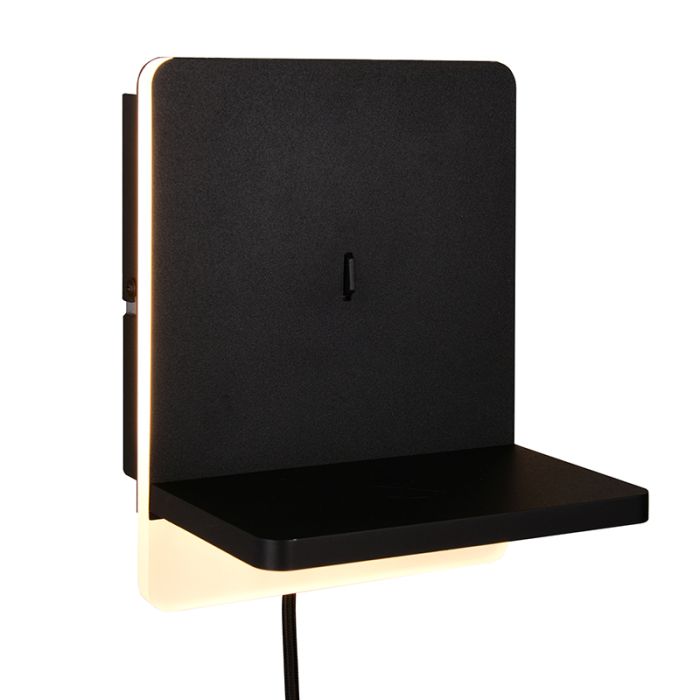 Aplique moderno negro, Margje, 9W, 3000K LED, con interruptor