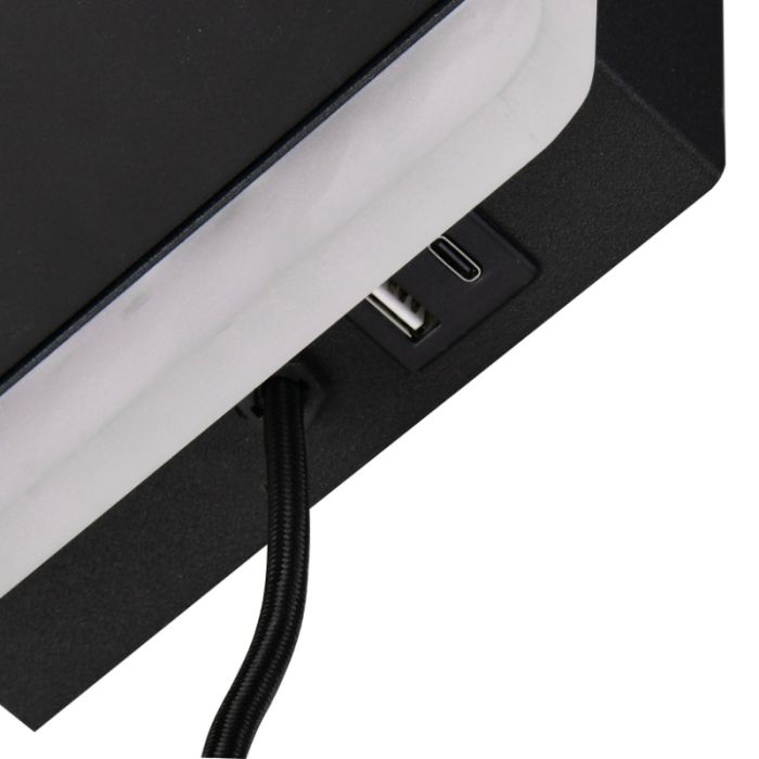Aplique moderno negro, Margje, 9W, 3000K LED, con interruptor