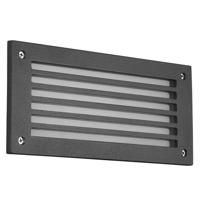 Lámpara de pared exterior empotrada moderna antracita, Teoman, 9W, 3000K LED, IP44