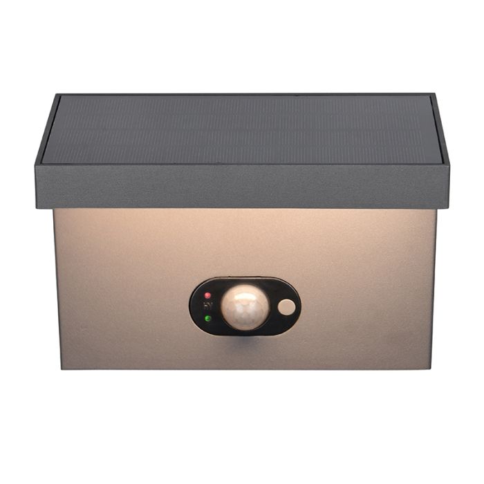 Aplique solar exterior moderno antracita, Nesrin, 5W, white switch LED, IP65
