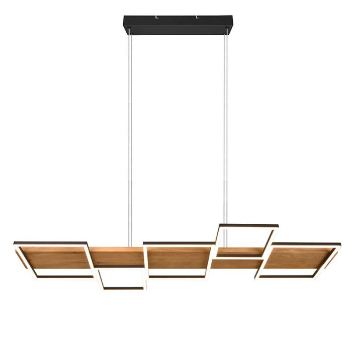Lámpara colgante de madera marrón, Justian, 42W, 3000K LED, regulable en 3 pasos