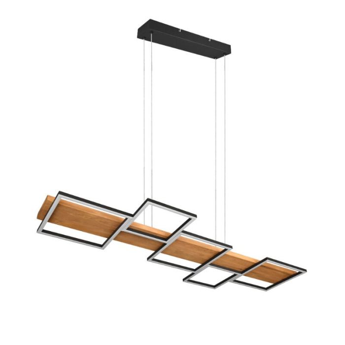 Lámpara colgante de madera marrón, Justian, 42W, 3000K LED, regulable en 3 pasos