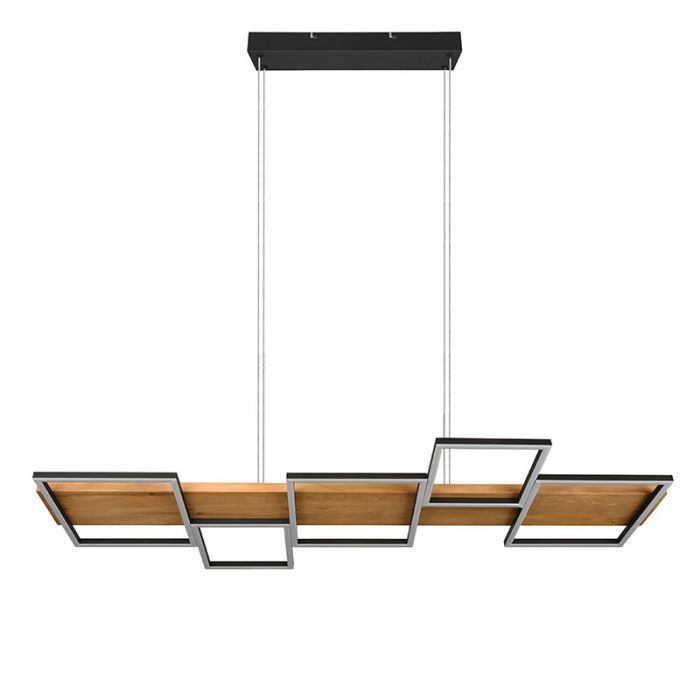 Lámpara colgante de madera marrón, Justian, 42W, 3000K LED, regulable en 3 pasos