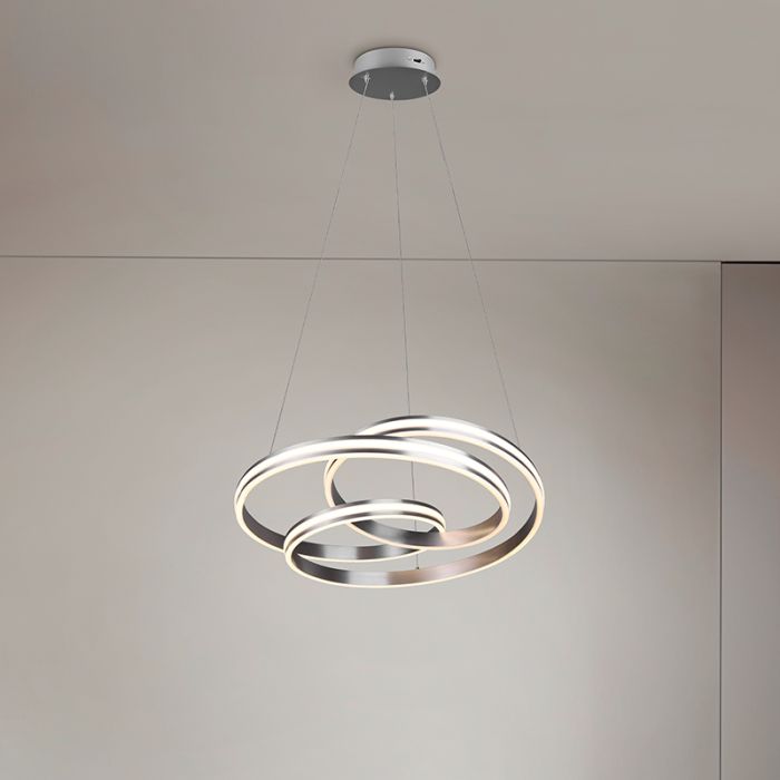 Lámpara colgante moderna níquel, Elyse, 60W, color de luz ajustable LED
