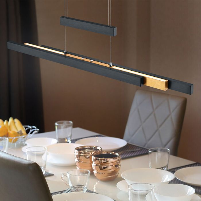 Lámpara colgante moderna negra, Jessey, 45W, ajustable entre luz blanco cálido y frío LED