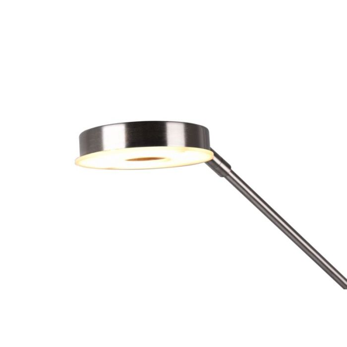 Lámpara de pie de lectura moderna níquel, Yazid, 32W, color de luz ajustable LED, con regulador táctil