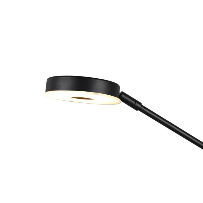 Lámpara de pie de lectura moderna negra, Yazid, 32W, color de luz ajustable LED, con regulador táctil