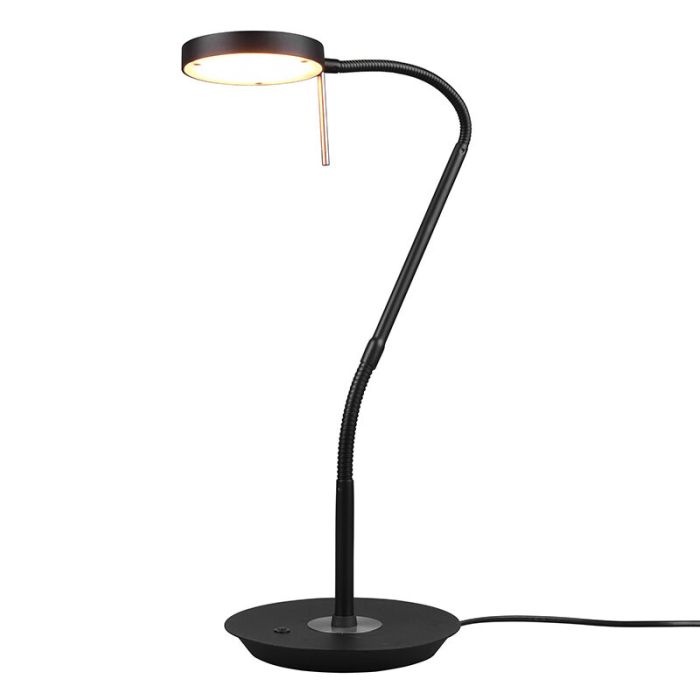 Lámpara de mesa moderna negra, Bilge, 12W, color de luz ajustable LED, con interruptor