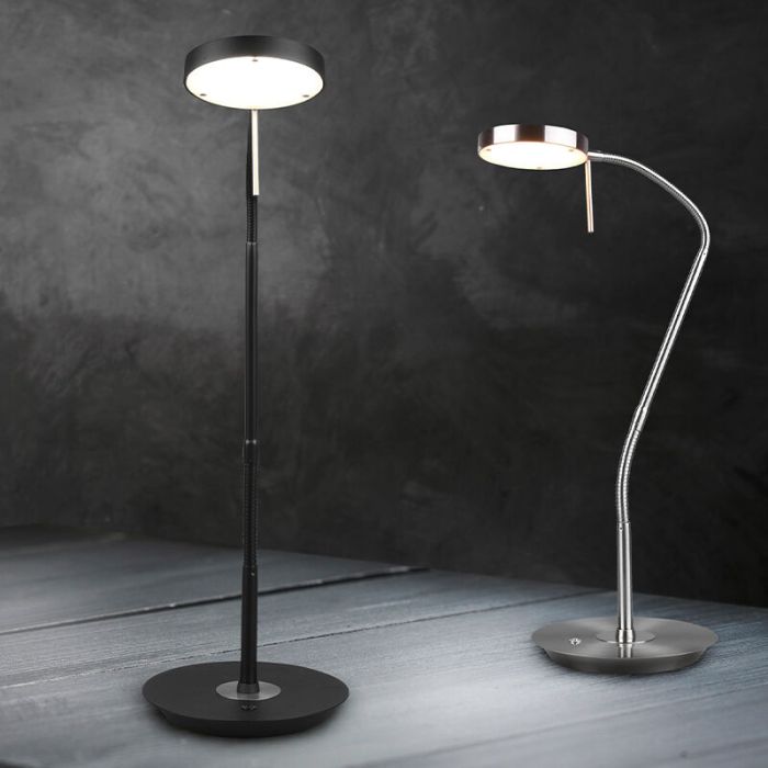 Lámpara de mesa moderna negra, Bilge, 12W, color de luz ajustable LED, con interruptor