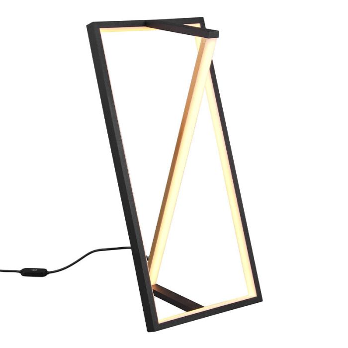 Lámpara de mesa moderna negra, Chadi, 9W, ajustable entre luz blanco cálido y frío LED, con regulador táctil