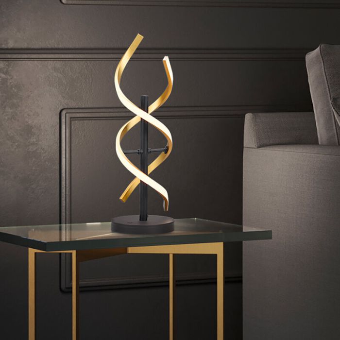 Lámpara de mesa diseño latón, Sylvian, 20W, ajustable entre luz blanco cálido y frío LED, con regulador táctil