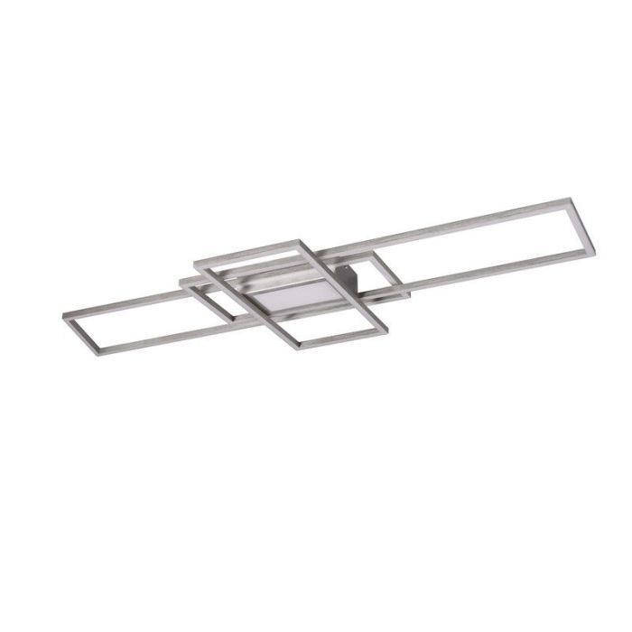 Plafón de techo moderno níquel, Retan, 60W, ajustable entre luz blanco cálido y frío LED, con mando a distancia