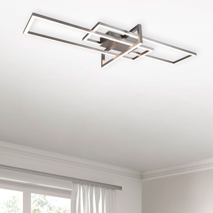 Plafón de techo moderno níquel, Hatun, 34W, 3000K LED