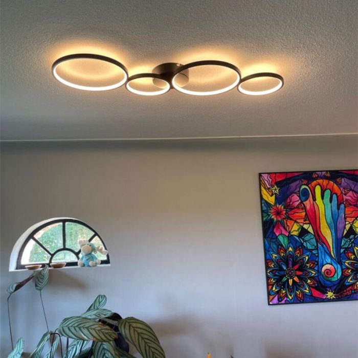 Plafón de techo moderno negro, Robon, 37W, 3000K LED