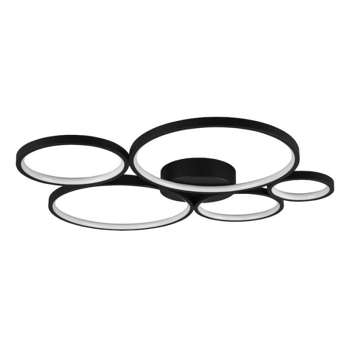Plafón de techo moderno negro, Robon, 49W, 3000K LED