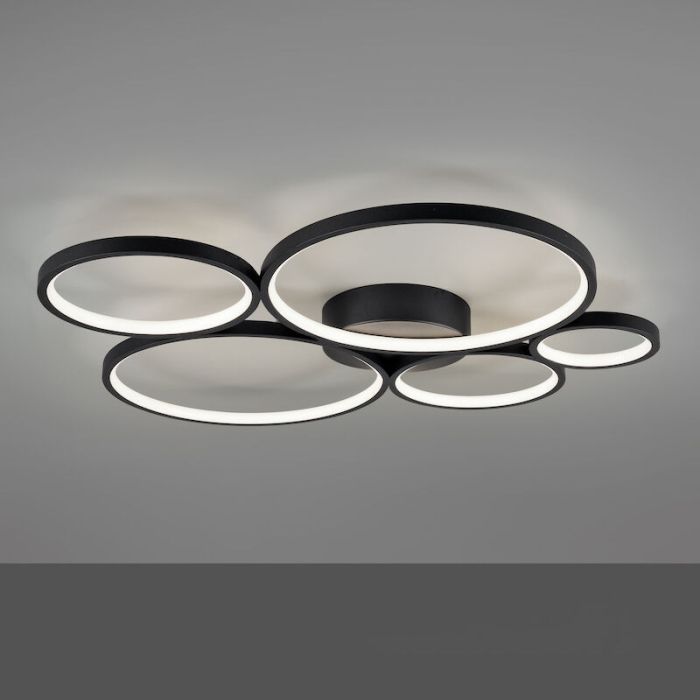 Plafón de techo moderno negro, Robon, 49W, 3000K LED